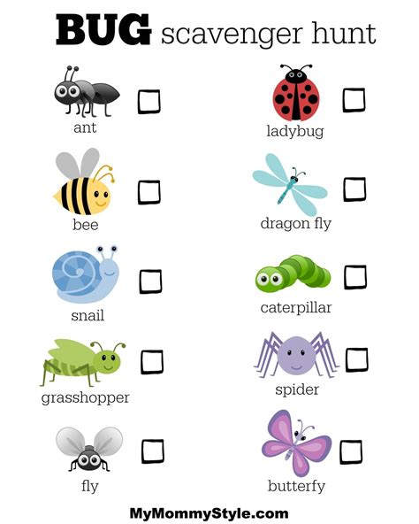 Bug Scavenger Hunt Printable