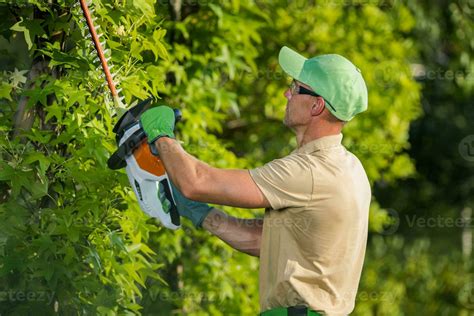 Gardener Using Hedge Trimmer 24629784 Stock Photo at Vecteezy