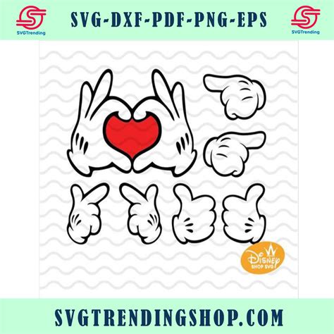 Mickey Mouse Hands Svg Disney Love Svg Minnie Mouse Hands Svg Dxf Eps