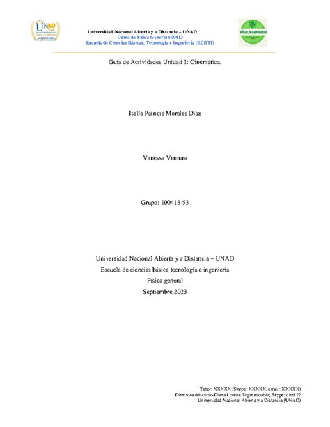 Fisica general tarea 1 Curso de Física General 100413 Escuela de