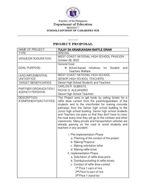 Raffle Draw Proposal | PDF