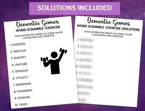 Dementia Games, Word Scramble, Word Puzzle, Dementia Activities ...