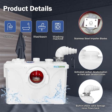 Sanimove Toilet Macerating Pump, 700W Upgraded Kitchen Waste India | Ubuy