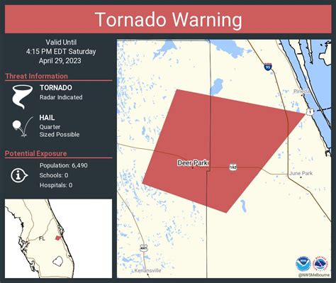 Nws Melbourne On Twitter Tornado Warning Including Deer Park Fl Until 415 Pm Edt