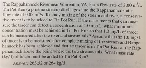 Solved The Rappahannock River Near Warrenton VA Has A Flow Chegg