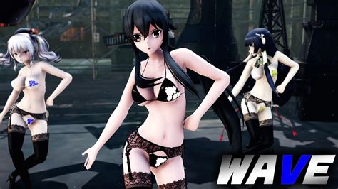 【mmd艦これ】矢矧と鹿島と瑞穂でwave 水着ver 歌詞つき Youtube