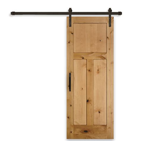 Rustic 3 Panel Unfinished Knotty Alder Interior Barn Door Sliding