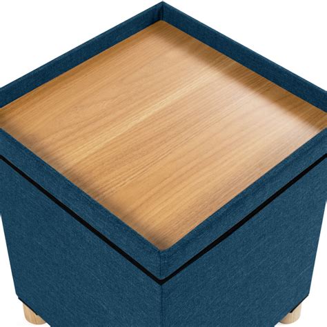 Coffre De Rangement Sur Pied Cm Tissu Bleu Canard