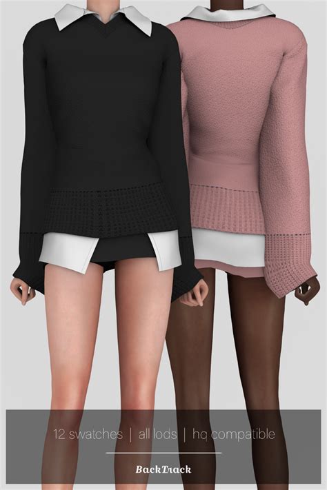 Shirt Dress With Oversized Sweater Free T Backtrack Sims 4