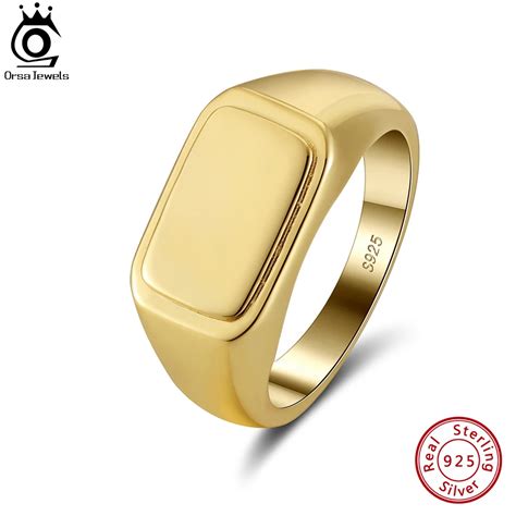 Orsa Jewels Genuine 925 Sterling Silver Signet Ring For Men Plain Band