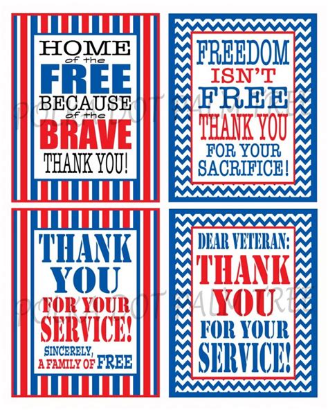 Instant Download Printable Veteran Military Patriotic Thank | Etsy ...