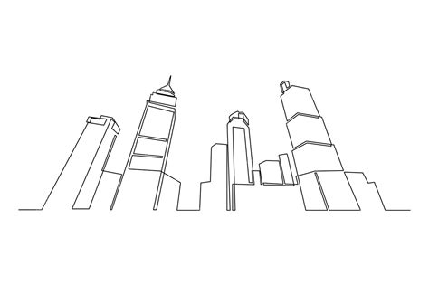 Premium Vector Single One Line Drawing Modern City Skyline City