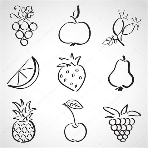 Ink Style Sketch Set Fruits And Berries Stock Vector Image By Werta