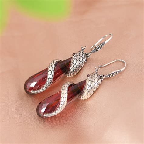 S Silver Vintage Snake Water Drop Earrings Livianla