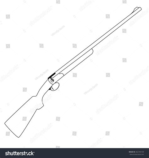 Raster Illustration Hunting Rifle Outline Drawing Stock Illustration ...