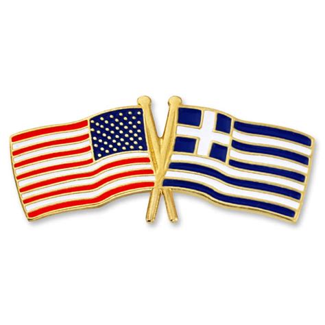 PinMart S USA And Greece Crossed Friendship Flag Enamel Lapel Pin