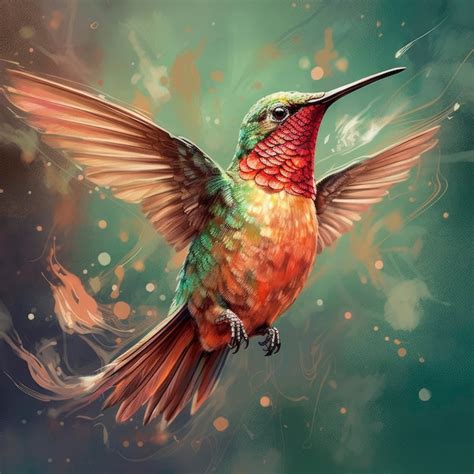 Premium Ai Image Hummingbird With Colorful Background Watercolor Painting