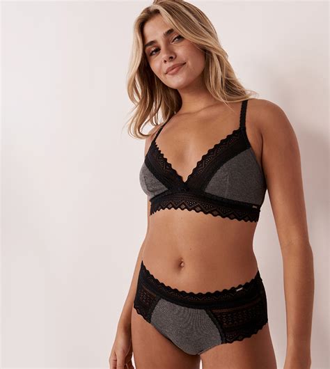 Buy La Vie En Rose High Waist Rib Lace Bikini Brief In Grey ThStreet Kuwait