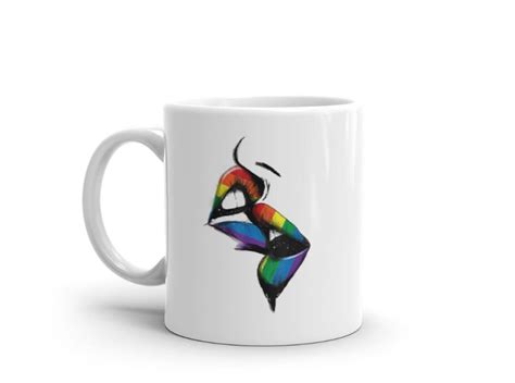 Lesbian Kiss 11 Oz Coffee Mug Gay Flag Colors Wlw Lesbians Etsy