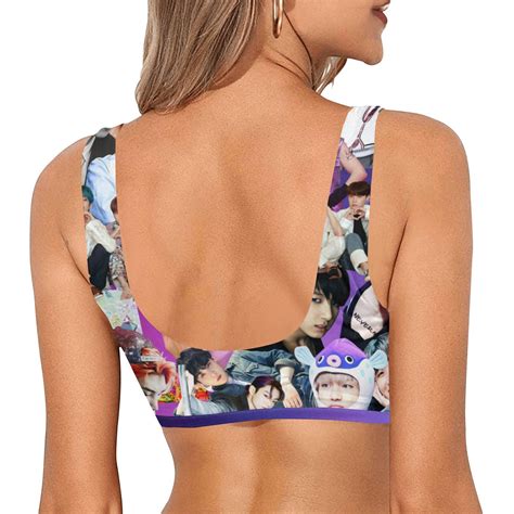 BTS Collage Print Sport Bikini Top K Pop Inspired Fashion Etsy