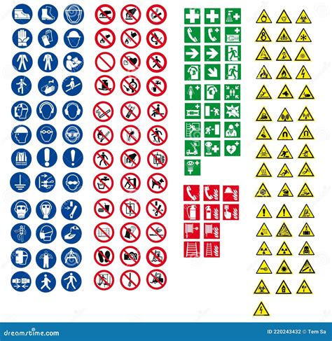 Iso 7010符号警告集符号安全 向量例证 插画 包括有 字体 标签 急性 被攻击的 图象 220243432