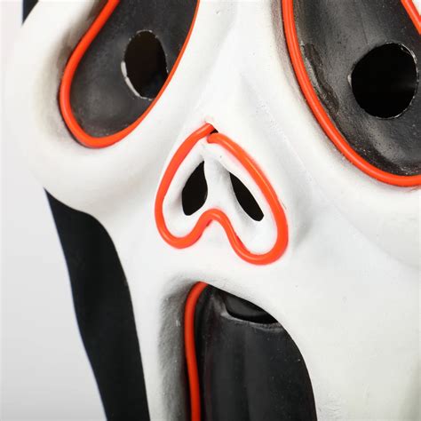 Halloween Ghost Face Mask Costume Luminous Scream Adult Scary Horror ...