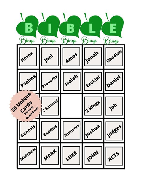 Books Of The Bible Bingo Bible Bingo For Kids Printable Bible Game