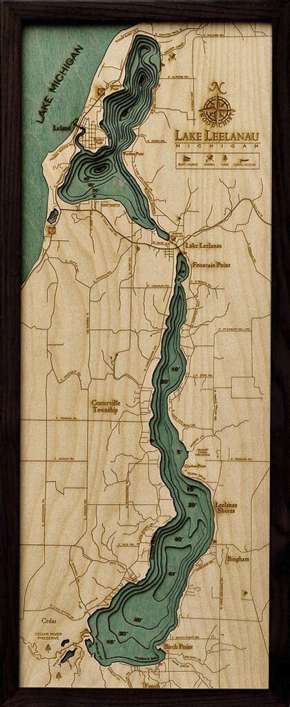 Bathymetric Map Lake Leelanau, Michigan - Scrimshaw Gallery