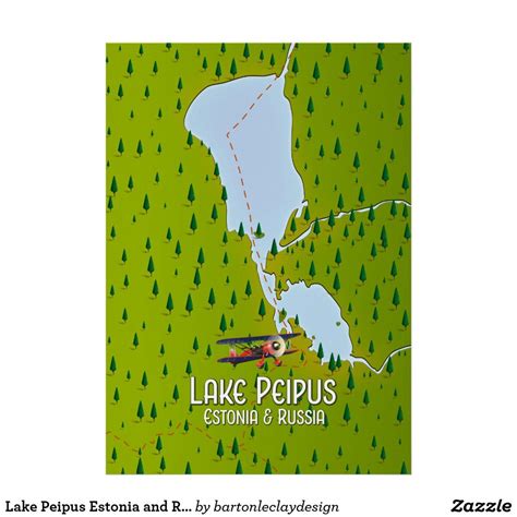 Lake Peipus Estonia and Russia lake map Poster | Zazzle