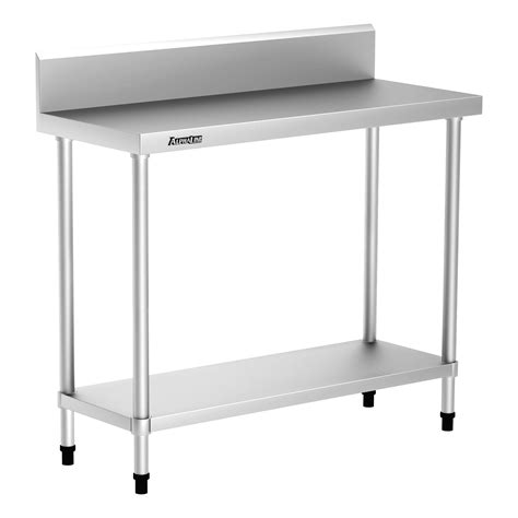 Stainless Steel Bench with Splash Back 1100 x 450 - Flatpack Stainless