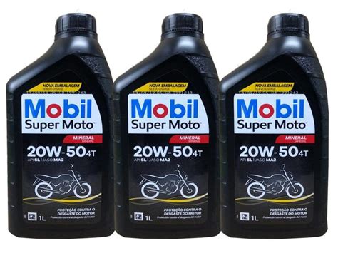 4 Óleos Motor Mineral 20w50 4t Mobil Api Sl 1 Litro Lubrificante