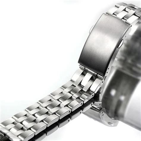 Mm Stainless Steel Strap Replace Curved End Metal Bracelet Strap