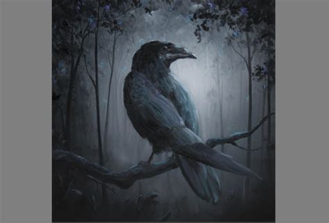 Art Print Dark Forest Crow Raven Scary Horror Spooky Fantasy Etsy