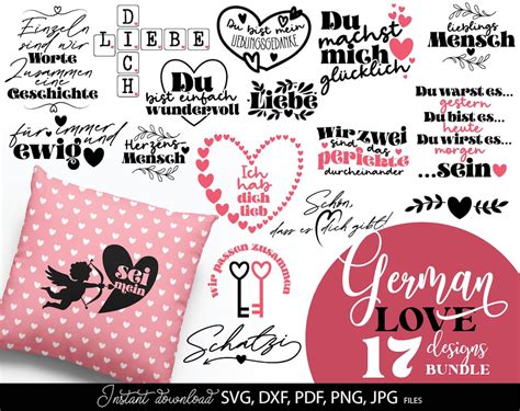 German Plotter File SVG PNG DXF Bundle German Liebe Quotes Plotter File