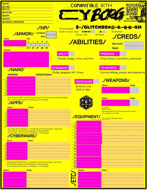 Cyborg Character Sheet Rmorkborg