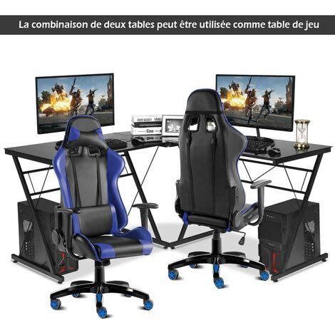 Costway Bureau Informatique En Forme L Table Dangle Ordinateur De