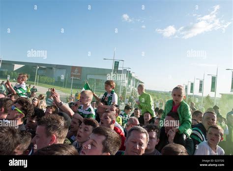 Brendan Rodgers is greeted by crowds of Celtic fans at Celtic Park ...