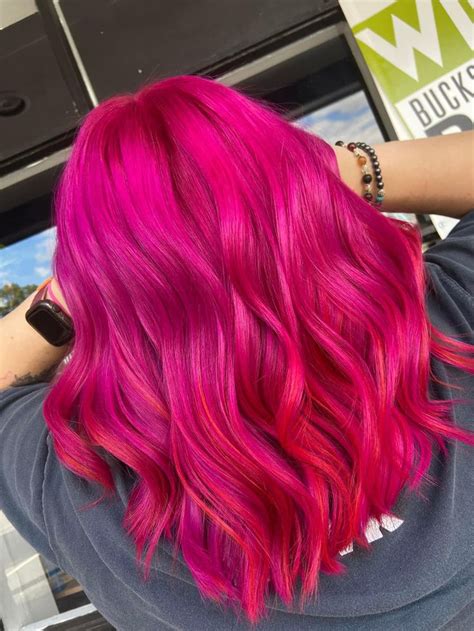 Hot Pink Hair Color In 2022 Hot Pink Hair Hair Color Hair Color Pink