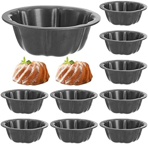 ZENFUN Lot de 10 mini moules à tarte cannelés en acier carbone de 10 2