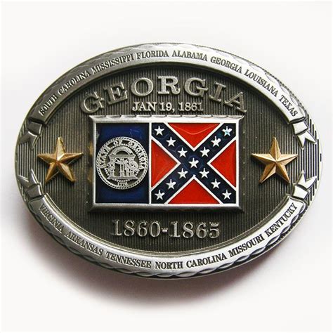 Confederate Georgia State Flag Belt Buckle Buckle Down Western Belt