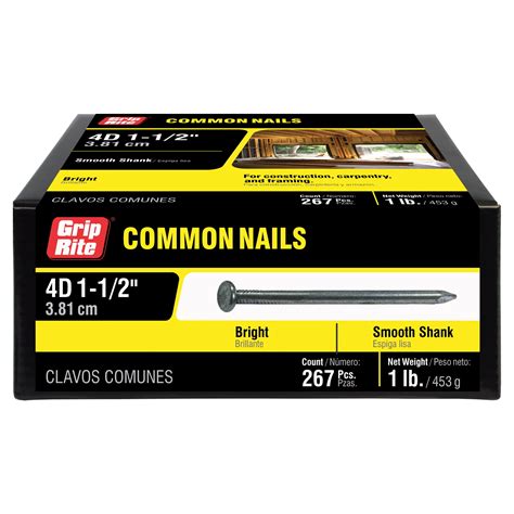 Grip Rite 1 1 2 In 4 Penny Bright Steel Smooth Shank Common Nails 1lb