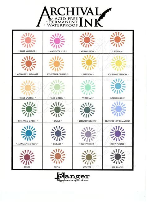 Ranger Color Charts Ranger Archival Ink New Color Chart In Love With