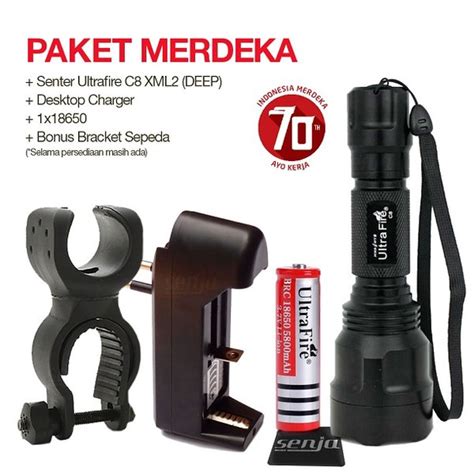 Jual Senter Flashlight Ultrafire C Xm L Deep Paket Merdeka Komplit