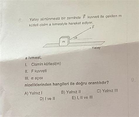 Yatay S Rt Nmesiz Bir Zeminde F Kuvveti Ile Ekilen M K Tleli Cisim