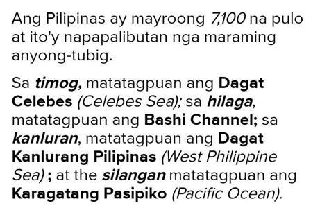 Ang Anyong Tubig Na Nasa Timog Ng Bahagi Ng Pilipinas Brainlyph