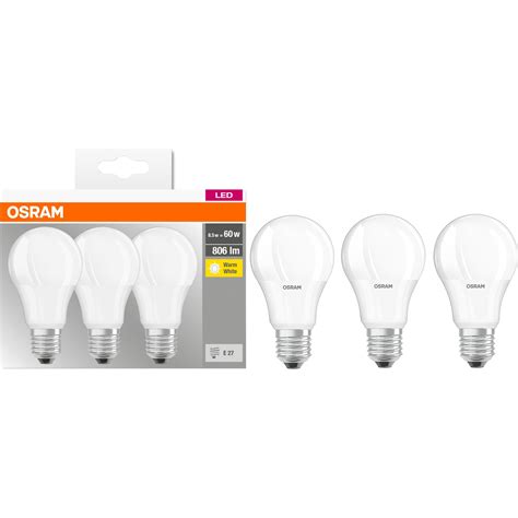 Set 3 Becuri Led Osram Base Classic A60 E27 8 5w 60w 806 Lm