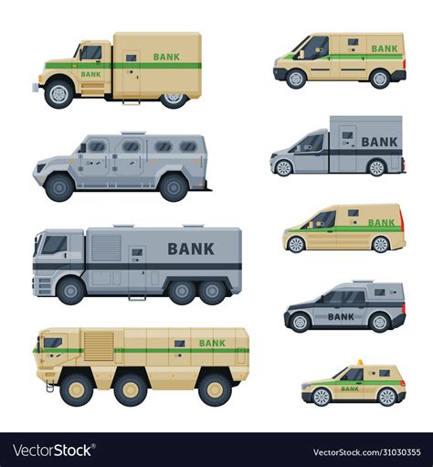 Bank cash car vehicles and trucks collection Vector Image