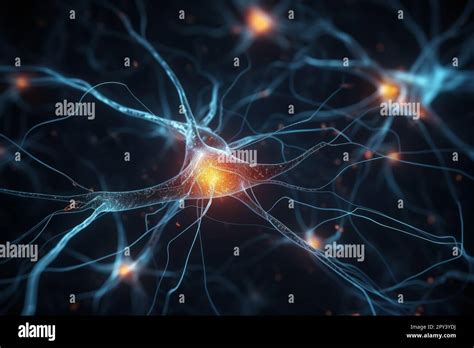 Active Nerve Cells Neuronal Network With Electrical Activity Of Neuron