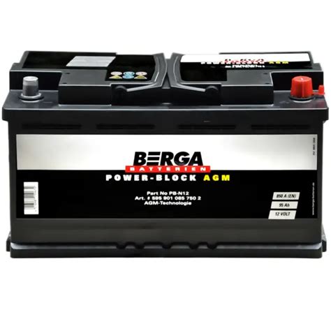 Berga Autobatterie Start Stop Agm V Ah Starterbatterie Ersetzt Ah