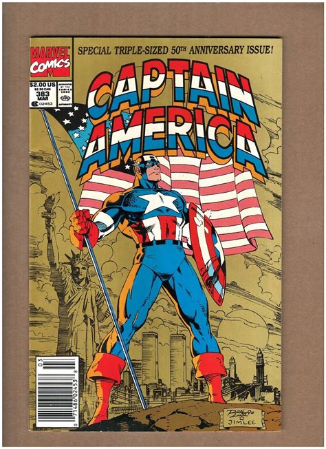 Captain America 383 Newsstand Marvel 1990 Jim Lee Cover 50th Anniv VF